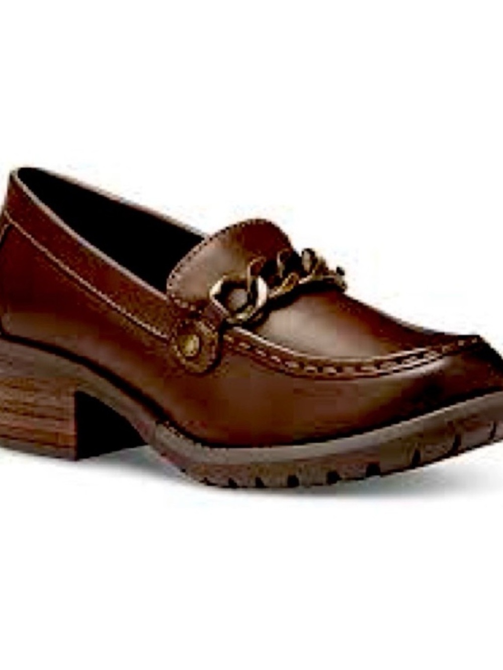 Eastland Nora Brown Loafers with Chain Detail Antique Brass Women’s 9.5 Medium